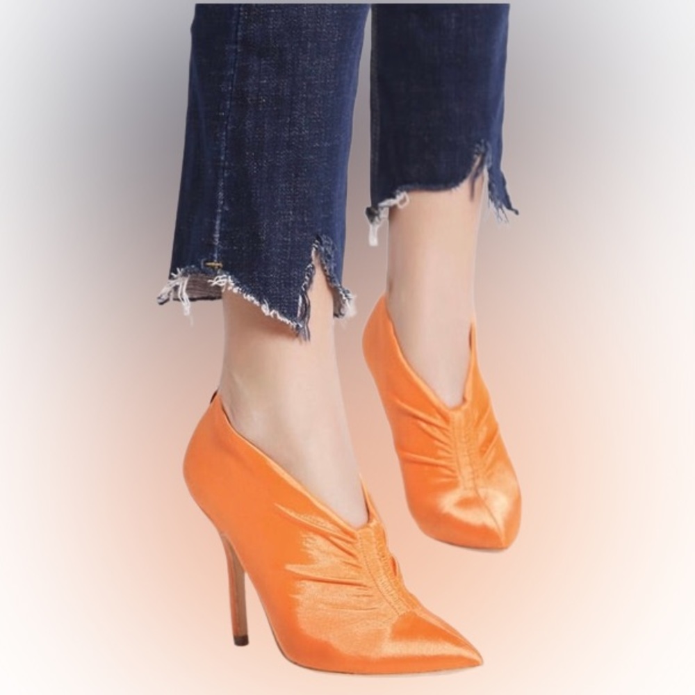 MACKINJ  Pointy Toe Ankle Satin Shoe Women